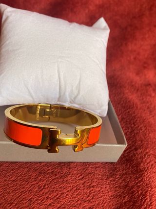 Pulsera Hermès H Dorada Naranja y Blanca