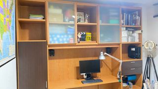 Mueble escritorio madera y cristal