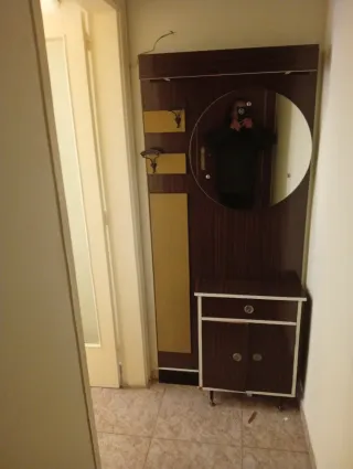 Mueble recibidor vintage madera y cristal