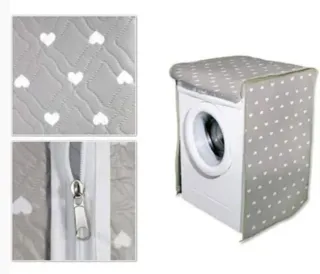 Copri lavatrice grigio con cuoricini bianchi