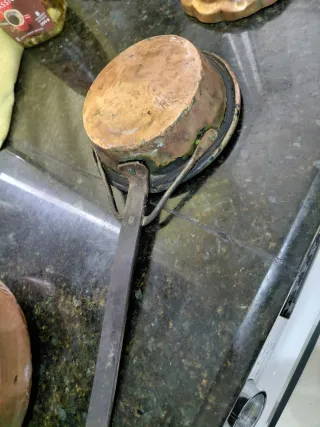 Juego 5 casos de cobre antiguos