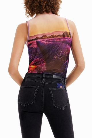 Top Gasa Tul Estampado Lavanda Desigual