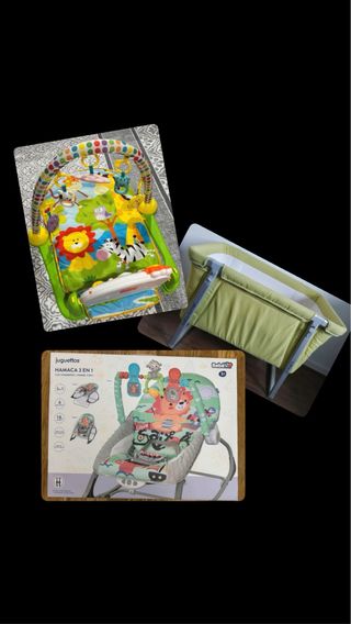 Pack Bebé: Minicuna, Hamaca nueva y Gimnasio Vendo
