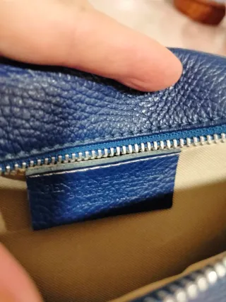 Riñonera de piel con correa de cuero, Azul