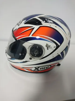Casco Moto X-lite Azul, Rojo y Blanco talla XL