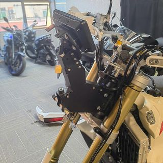 Soporte GPS Faro Moto Aluminio Negro