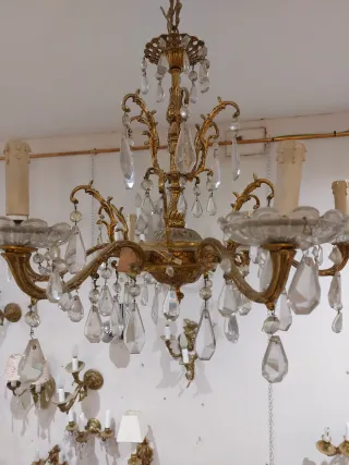 Lámpara de bronce y cristal