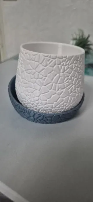 Vaso per piante decorativo bianco e blu