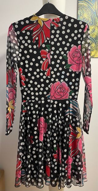 Vestido Maria Escoté Negro y Rosa Talla XS