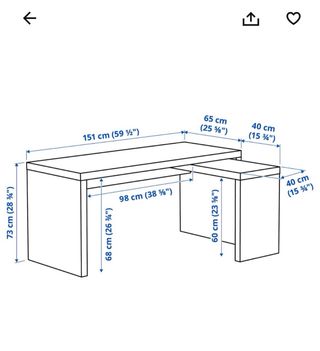 Escritorio IKEA MALM con mesa auxiliar extraíble