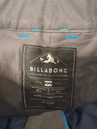 Pantalón de esquí azul marca Billabong talla 14 añ