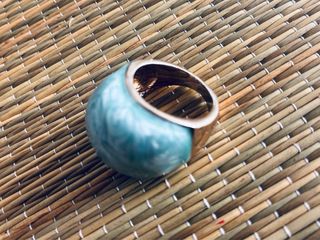 Anillo Dorado Piedra Agua Marina Turquesa