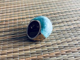 Anillo Dorado Piedra Agua Marina Turquesa