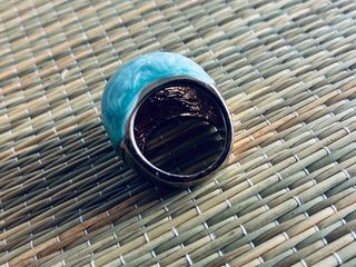 Anillo Dorado Piedra Agua Marina Turquesa