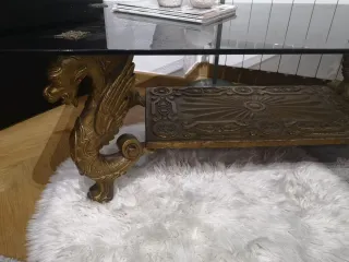 Mesa Vintage Dragones Dorados Cristal Años 60