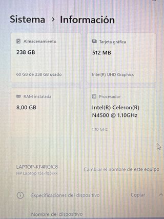 Portátil HP 15s-fq3000 Gris
