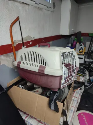 Transportín para gatos beige y blanco