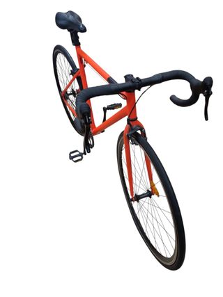 BICICLETA DE CARRETERA DECATHLON ELOPS SINGLE SPEED 500 NARANJA + LUZ