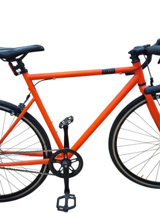 BICICLETA DE CARRETERA DECATHLON ELOPS SINGLE SPEED 500 NARANJA + LUZ