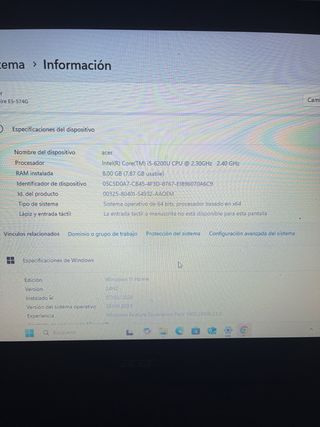 Portátil Acer Aspire E15 Intel i5 leer bien