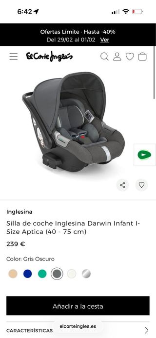 Silla Coche Bebé Inglesina Darwin 40-75cm