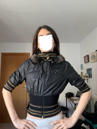 Chaqueta Baby Phat Vintage Negra y Dorada