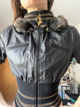 Chaqueta Baby Phat Vintage Negra y Dorada