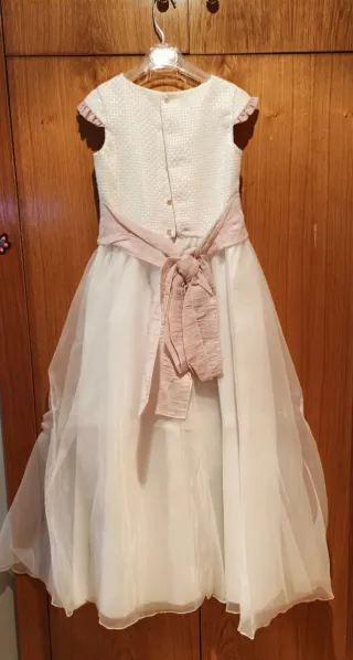 Vestido de Comunión Blanco y Rosa