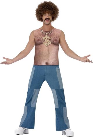 Disfraz Pecho Peludo Disco 70s L - Tamaño 42"-44"