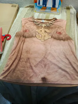 Disfraz Pecho Peludo Disco 70s L - Tamaño 42"-44"