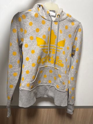 Sudadera Adidas Gris Lunares Amarillos