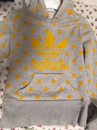 Sudadera Adidas Gris Lunares Amarillos