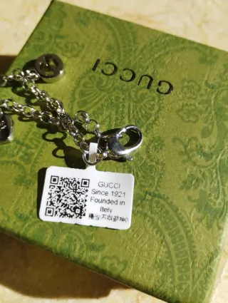 Pulsera Gucci mujer plata de ley | Corazones 20 cm