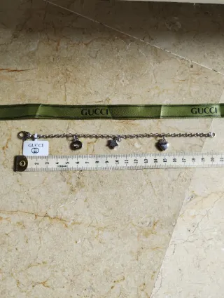 Pulsera Gucci mujer plata de ley | Corazones 20 cm
