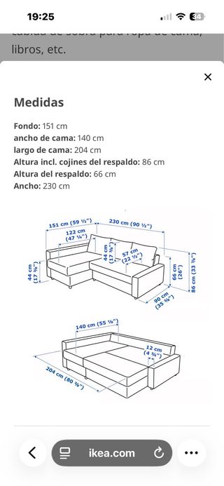 Sofá Cama IKEA FRIHETEN Gris