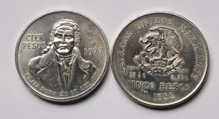 Monedas Pesos Mexicanos, plata.