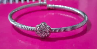 Pulsera acero con brillantes flor
