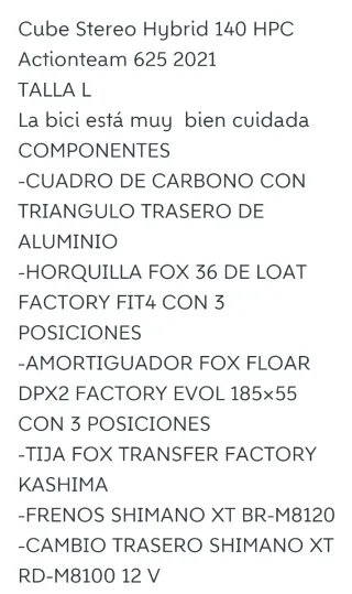 CUBE STEREO HYBRID ACTION TEAM 2021 Talla L