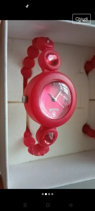 Orologio e bracciale Stroll rossi Fucsia in gomma