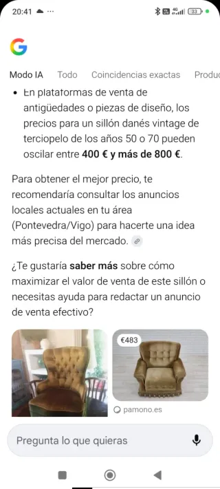 Sillón Orejero Vintage Terciopelo Años 70