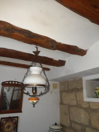 Antiguo quinqué lámpara de techo