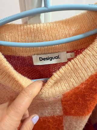 Jersey cuadros naranja rosa morado Talla L