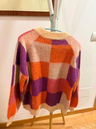 Jersey cuadros naranja rosa morado Talla L