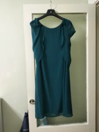 Vestido de fiesta verde azulado