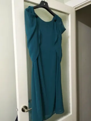 Vestido de fiesta verde azulado