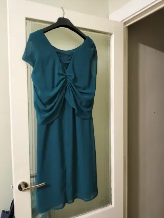 Vestido de fiesta verde azulado