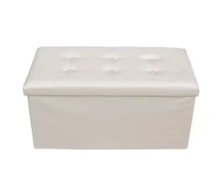 Pouf in similpelle beige con spazio di archiviazione