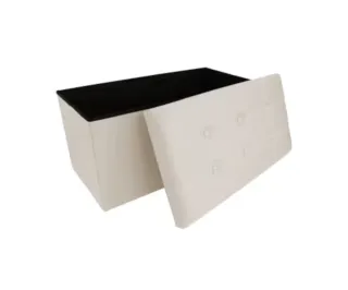 Pouf in similpelle beige con spazio di archiviazione