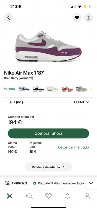 Nike Air Max 1 '87. Bold berry. (40)