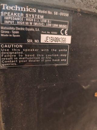 Altavoces Technics SB-DV250 60W